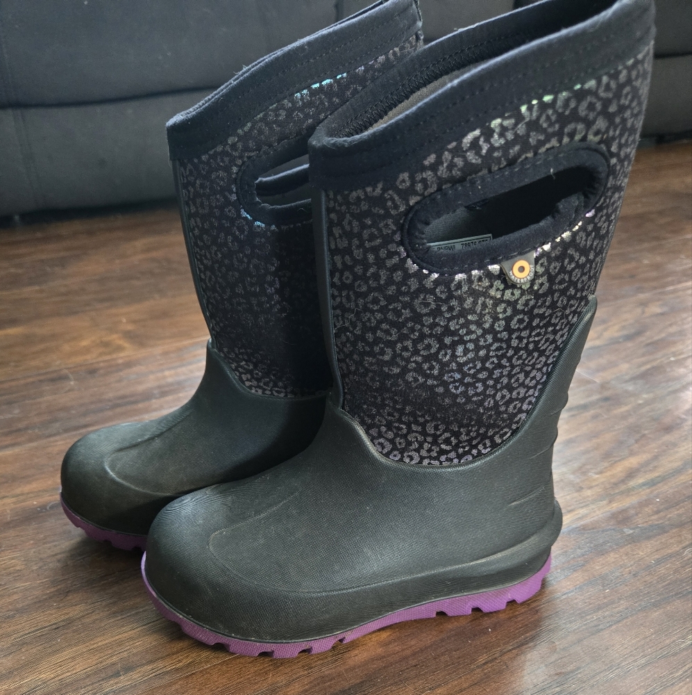 Black and Purple Leopard Bog Boots